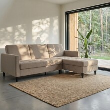 Schlafsofa >Palermo< in Cappuccino, Leinenstoff-Optik - 213x82x154cm (BxHxT)