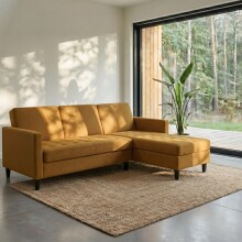 Schlafsofa >Palermo< in Curry, Leinenstoff-Optik - 213x82x154cm (BxHxT)