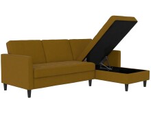 Schlafsofa >Palermo< in Curry, Leinenstoff-Optik - 213x82x154cm (BxHxT)