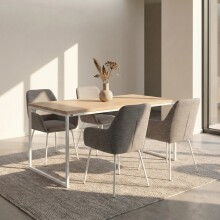 Esstisch >Messina< in Eiche Dekor Natur, MDF/Metall - 200x76x100cm (BxHxT)