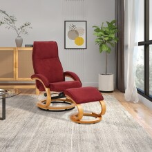Relaxsessel >Porto< inkl. Hocker, Rot, Mikrofaser/Holz - 67x103x85cm (BxHxT)
