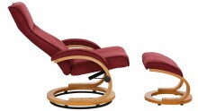 Relaxsessel >Porto< inkl. Hocker, Rot, Mikrofaser/Holz - 67x103x85cm (BxHxT)