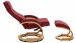 Relaxsessel >Porto< inkl. Hocker, Rot, Mikrofaser/Holz - 67x103x85cm (BxHxT)