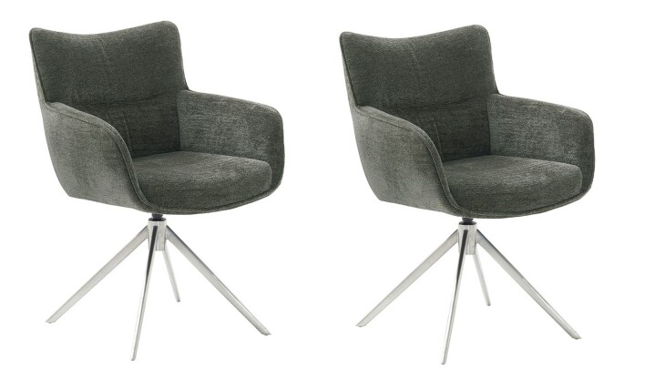 Drehstuhl >LIMONE< (2er-Set) Federkern, in olive - 61x88x63 (BxHxT)