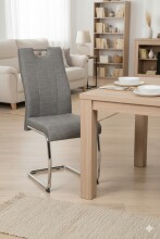 Freischwinger >ALINA S< (2er-Set) mit Griff, Bezug Grau - 43x98x59 (BxHxT)