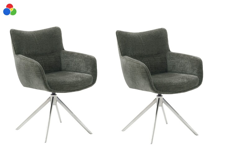 Drehstuhl >LIMONE< (2er-Set) Federkern, in anthrazit, creme oder olive - 61x88x63 (BxHxT)
