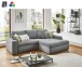 Polsterecke >Luno< Stauraum+Schlaffunktion, Cord grau, Ottomane links oder rechts - 241x89x175cm (BxHxT)