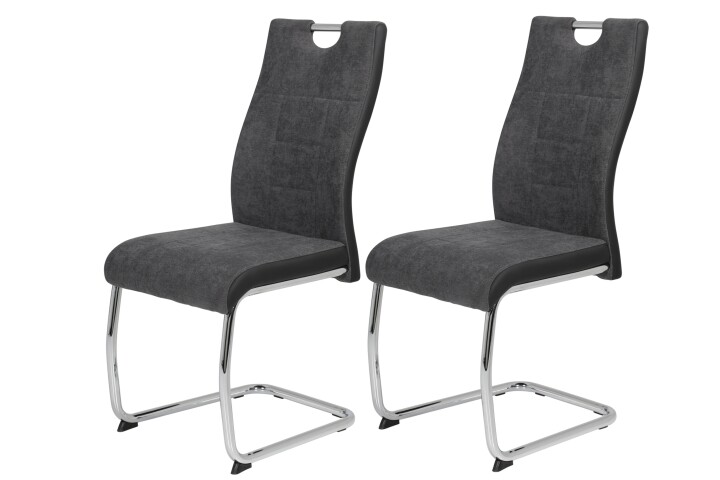 Freischwinger >ALINA S< (2er-Set) mit Griff, in Anthrazit - 43x98x59 (BxHxT)
