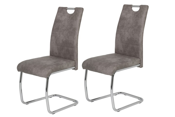 Freischwinger >FLORA II S< (2er-Set) mit Griff in Vintage Grau - 43x98x59 (BxHxT)