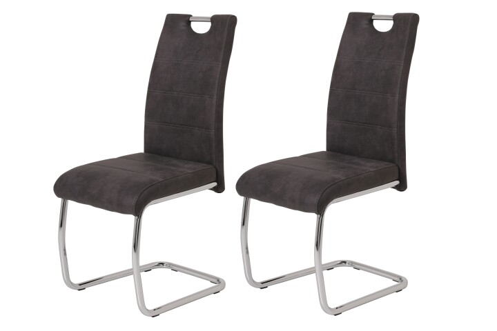 Freischwinger >FLORA II S< (2er-Set) mit Griff, in Vintage Anthrazit - 43x98x59 (BxHxT)