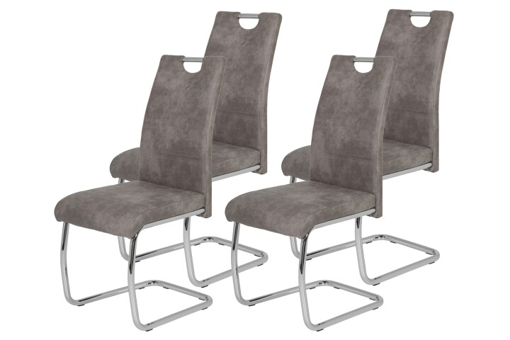 Freischwinger >FLORA II S< (4er-Set) mit Griff, in Vintage Grau - 43x98x59 (BxHxT)