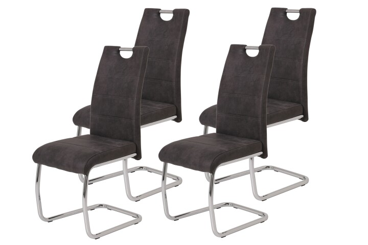 Freischwinger >FLORA II S< (4er-Set) mit Griff in Vintage Anthrazit - 43x98x59 (BxHxT)