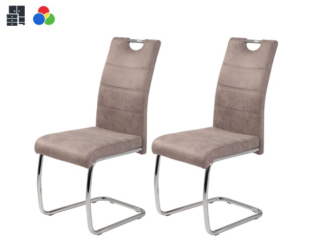 Freischwinger >FLORA II S< (2er-oder 4er Set) mit Griff, Bezug Vintage grau, beige oder anthrazit - 43x98x59 (BxHxT)