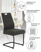 Freischwinger >KERSTIN S< (2er-Set) Federkorb, Griff, Vintage Anthrazit - 49x100x61 (BxHxT)