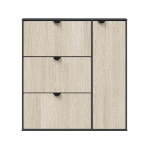 Schuhschrank >GARONA< Schuhkipper, Anthrazitgrau / Eiche Dekor - 105x112x24 (BxHxT)