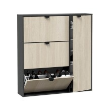Schuhschrank >GARONA< Schuhkipper, Anthrazitgrau / Eiche Dekor - 105x112x24 (BxHxT)