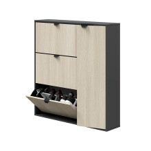 Schuhschrank >GARONA< Schuhkipper, Anthrazitgrau / Eiche Dekor - 105x112x24 (BxHxT)