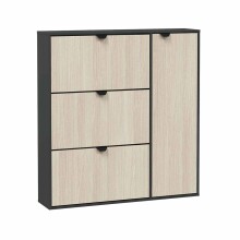 Schuhschrank >GARONA< Schuhkipper, Anthrazitgrau / Eiche Dekor - 105x112x24 (BxHxT)