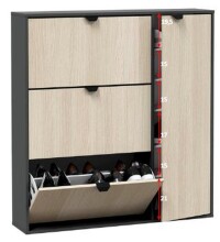 Schuhschrank >GARONA< Schuhkipper, Anthrazitgrau / Eiche Dekor - 105x112x24 (BxHxT)