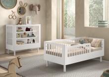 Babymöbel-Set >Buche massiv< in weiß lackiert - 144x60x74 (BxHxT)