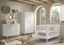 Babymöbel-Set >Buche massiv< (3-tlg.) in weiß lackiert - 100x190x55 (BxHxT)