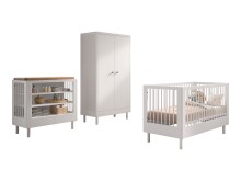 Babymöbel-Set >Buche massiv< (3-tlg.) in weiß lackiert - 100x190x55 (BxHxT)