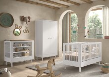 Babymöbel-Set >Buche massiv< (3-tlg.) in weiß lackiert - 100x190x55 (BxHxT)