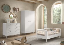 Babymöbel-Set >Buche massiv< (3-tlg.) in weiß lackiert - 100x190x55 (BxHxT)