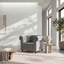 Sessel >Firenze< mit Verstellung, Samt hellgrau - 111x83x87cm (BxHxT)
