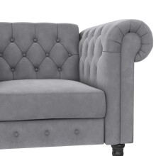 Sessel >Firenze< mit Verstellung, Samt hellgrau - 111x83x87cm (BxHxT)
