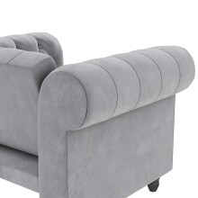 Sessel >Firenze< mit Verstellung, Samt hellgrau - 111x83x87cm (BxHxT)