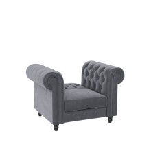 Sessel >Firenze< mit Verstellung, Samt anthrazit - 111x83x87cm (BxHxT)