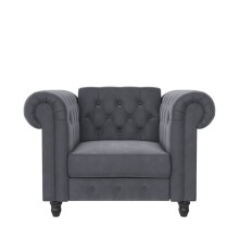 Sessel >Firenze< mit Verstellung, Samt anthrazit - 111x83x87cm (BxHxT)