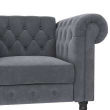 Sessel >Firenze< mit Verstellung, Samt anthrazit - 111x83x87cm (BxHxT)