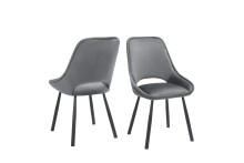 Esszimmerstuhl >Eindhoven< (2er-Set) in Hellgrau, Samt/Metall - 55x91x63 (BxHxT)