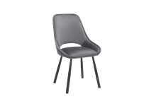 Esszimmerstuhl >Eindhoven< (2er-Set) in Hellgrau, Samt/Metall - 55x91x63 (BxHxT)