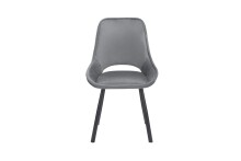 Esszimmerstuhl >Eindhoven< (2er-Set) in Hellgrau, Samt/Metall - 55x91x63 (BxHxT)