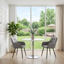 Armlehnstuhl >Bristol< (2er-Set) in Hellgrau, Stoff/Metall - 58x80x61cm (BxHxT)