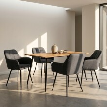 Armlehnstuhl >Bristol< (2er-Set) in Anthrazit, Stoff/Metall - 58x80x61cm (BxHxT)