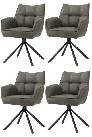 Armlehnstuhl >Bonanza< (4er-Set) Drehfunktion, Federkern, in olive - 62x89x62 (BxHxT)