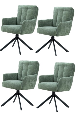 Armlehnstuhl >Yukon< (4er-Set) Drehfunktion, Federkern, olive - 60x94x66cm (BxHxT)