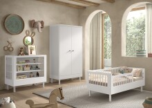 Babymöbel-Set >Buche massiv< (3-teilig) in weiß lackiert - 100x190x55 (BxHxT)