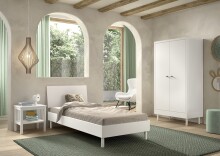 Jugendzimmer-Set >Buche massiv< (3-teilig) in weiß lackiert - 100x190x55 (BxHxT)