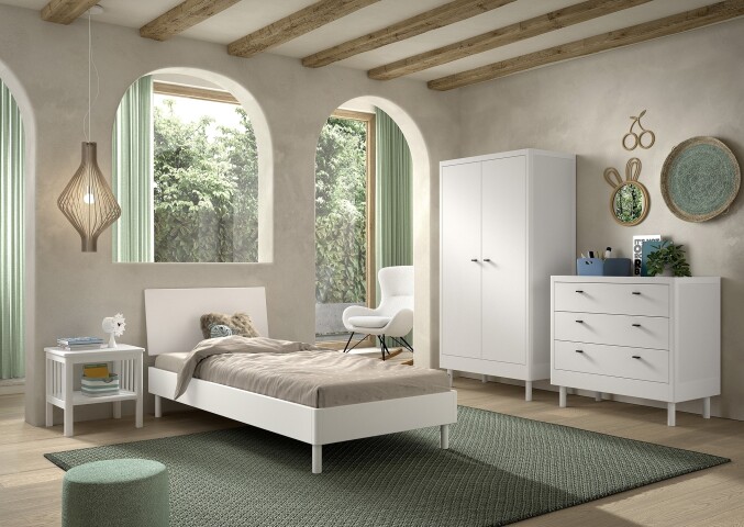 Jugendzimmer-Set >Buche massiv< (4-teilig) in weiß lackiert