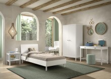 Jugendzimmer-Set >Buche massiv< (4-teilig) in weiß lackiert - 100x190x55 (BxHxT)