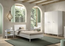 Jugendzimmer-Set >Buche massiv< (3-teilig) in weiß lackiert - 146x190x55 (BxHxT)