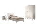 Jugendzimmer-Set >Buche massiv< (3-teilig) in weiß lackiert - 146x190x55 (BxHxT)