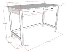 Jugendzimmer-Set >Buche massiv< (4-teilig) in weiß lackiert - 146x190x55 (BxHxT)