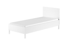 Einzelbett >Eva< in Weiß, Massivholz und MDF...