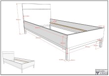 Einzelbett >Eva< in Weiß, Massivholz und MDF - 206,4x90x95,8cm (BxHxT)